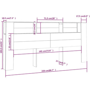Κεφαλάρι Με Αποθηκευτικό Χώρο Γκρι Sonoma 220x18,5x104,5 εκ.