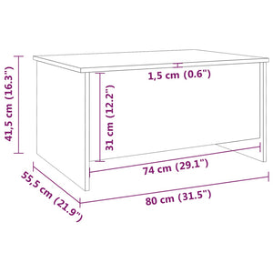 Τραπεζάκι Σαλονιού Γυαλ. Λευκό 80x55,5x41,5 εκ. Επεξεργ. Ξύλο