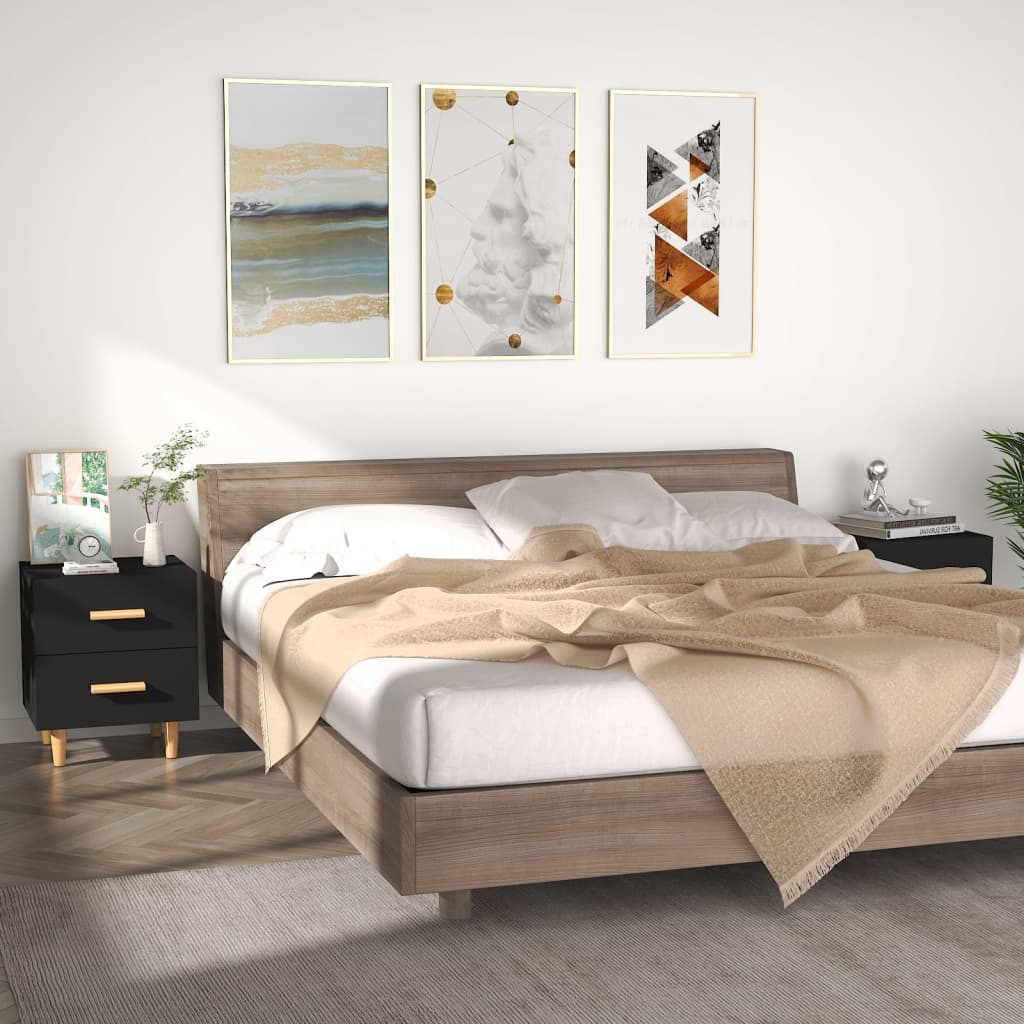 Κομοδίνα 2 τεμ. Μαύρα 40 x 35 x 47,5 εκ.