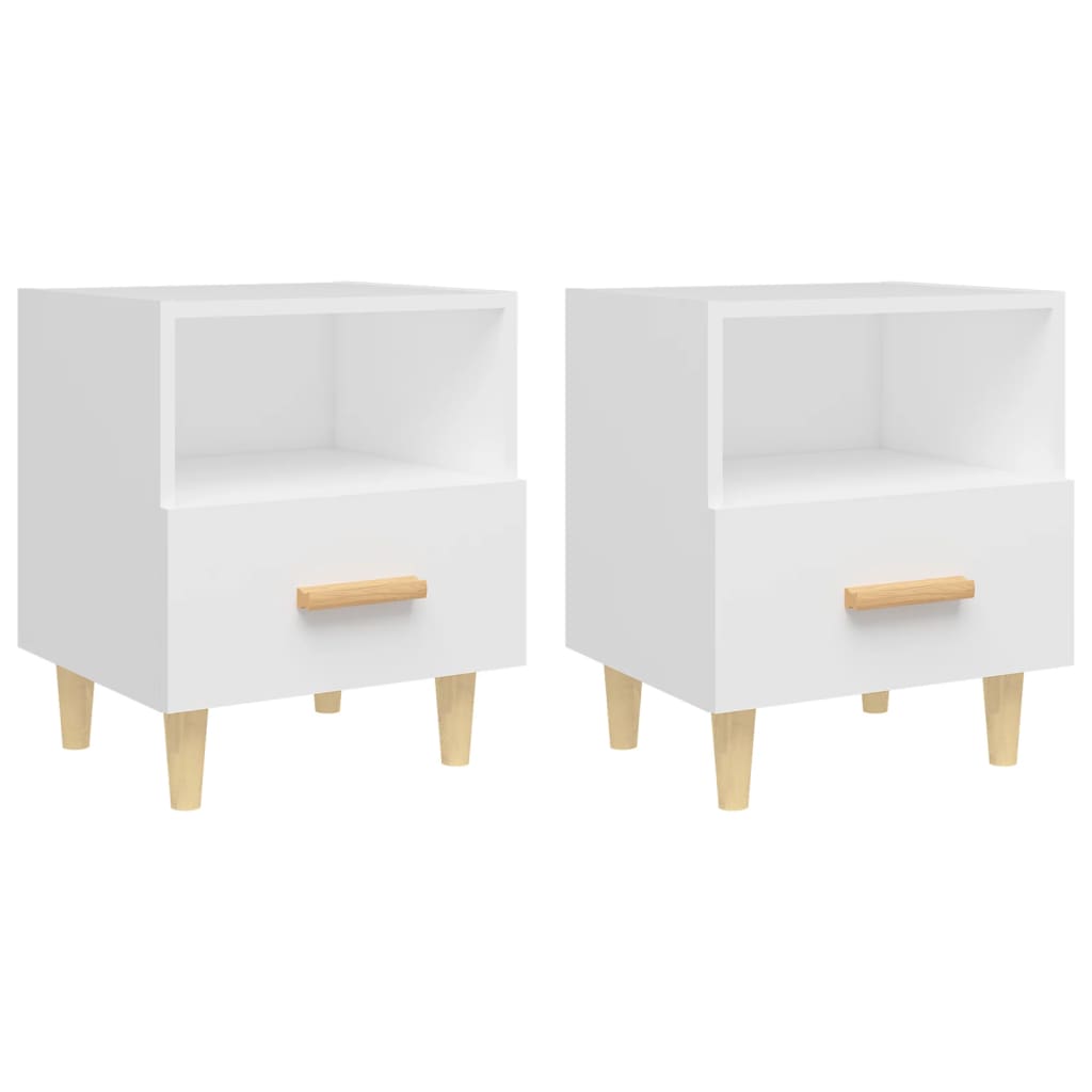 Κομοδίνα 2 τεμ. Λευκά 40 x 35 x 47 εκ. - Pakobazaar