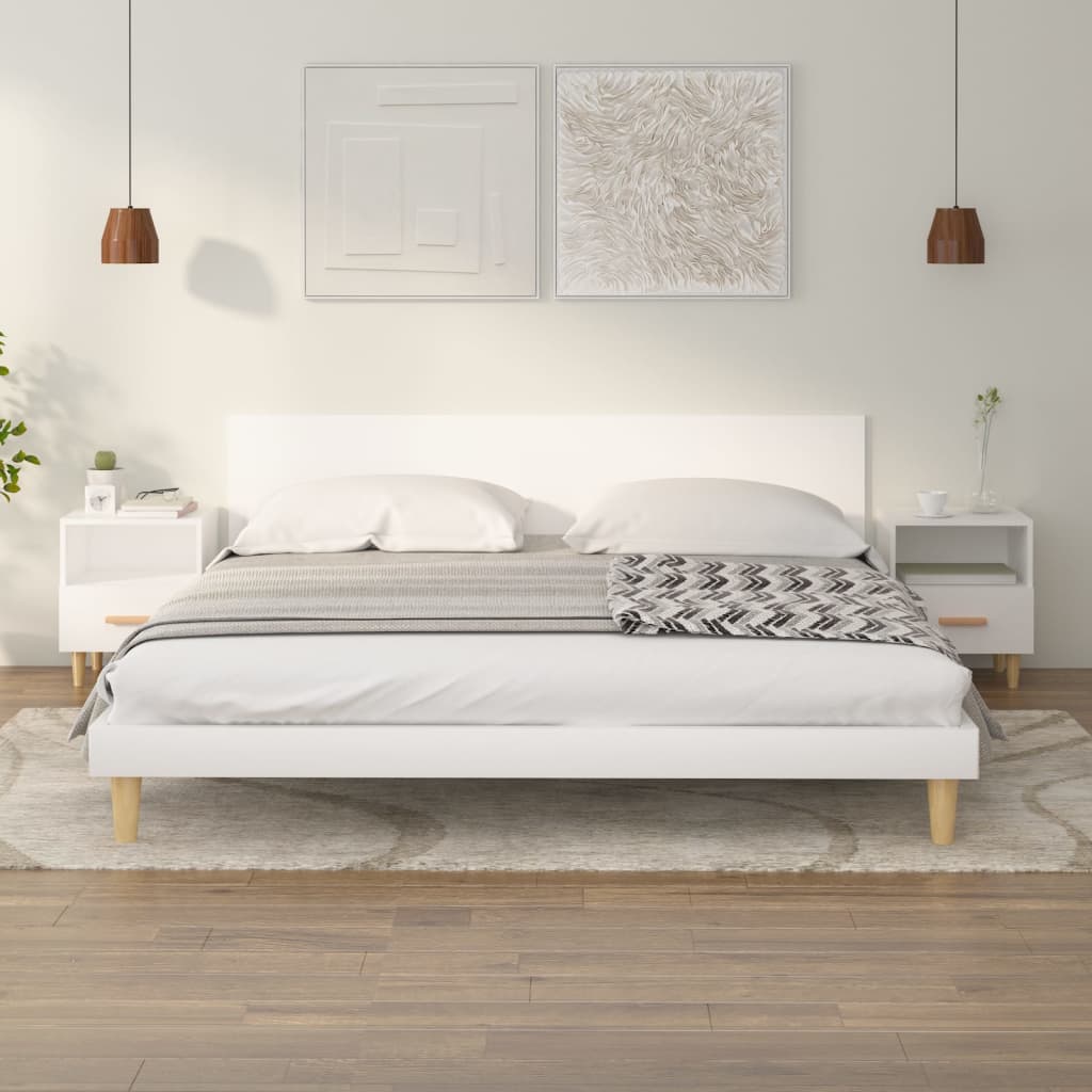 Κομοδίνα 2 τεμ. Λευκά 40 x 35 x 47 εκ. - Pakobazaar