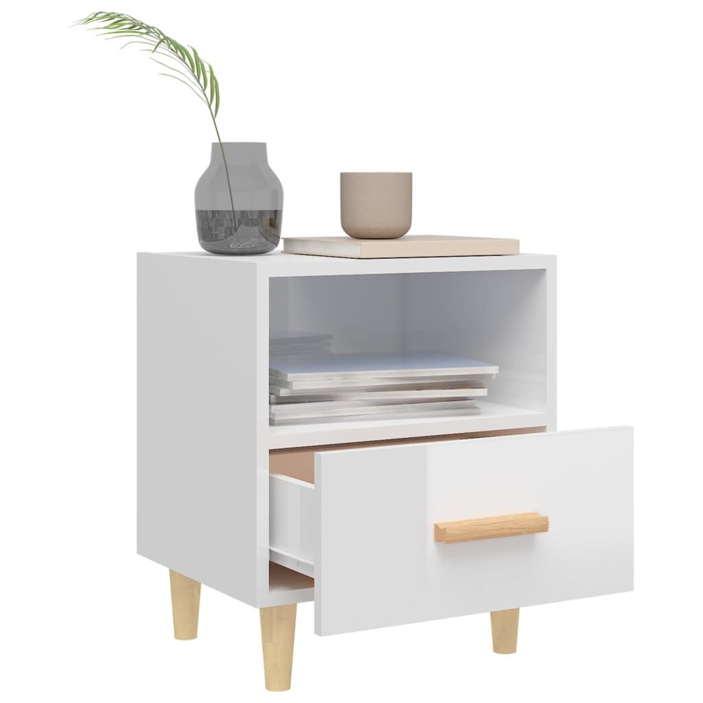 Κομοδίνο Γυαλιστερό Λευκό 40 x 35 x 47 εκ. - Pakobazaar