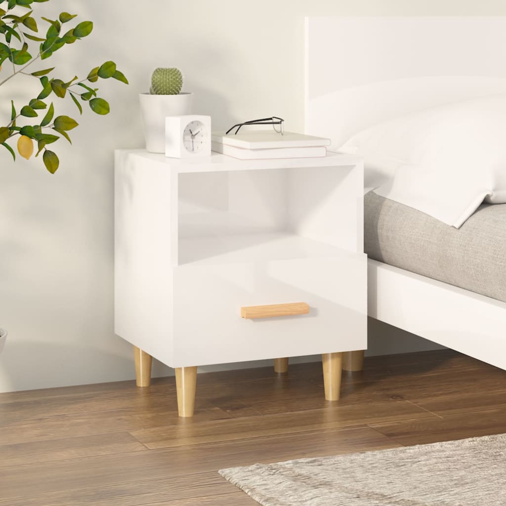 Κομοδίνο Γυαλιστερό Λευκό 40 x 35 x 47 εκ. - Pakobazaar