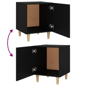 Κομοδίνα 2 τεμ. Μαύρα από Επεξεργασμένο Ξύλο