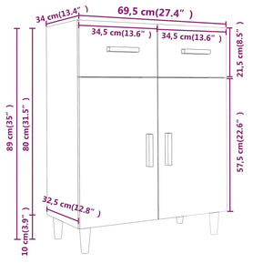 Ντουλάπι Λευκό 69,5 x 34 x 89 εκ. από Επεξεργασμένο Ξύλο