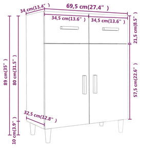 Ντουλάπι Γκρι Σκυροδέματος 69,5x34x89 εκ. Επεξεργασμένο Ξύλο - Pakobazaar