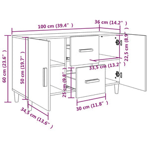 Ντουλάπι Γυαλιστερό Λευκό 100 x 36 x60 εκ. Επεξεργασμένο Ξύλο