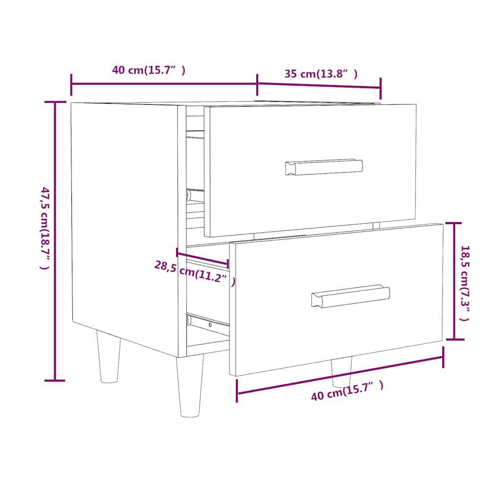 Κομοδίνο Καφέ Δρυς 40 x 35 x 47,5 εκ.