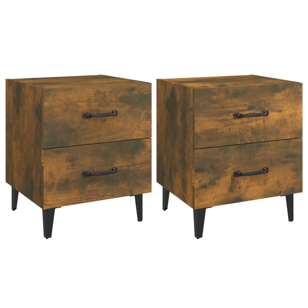 Κομοδίνα 2 τεμ. Καπνιστή Δρυς 40 x 35 x 47,5 εκ. - Pakobazaar