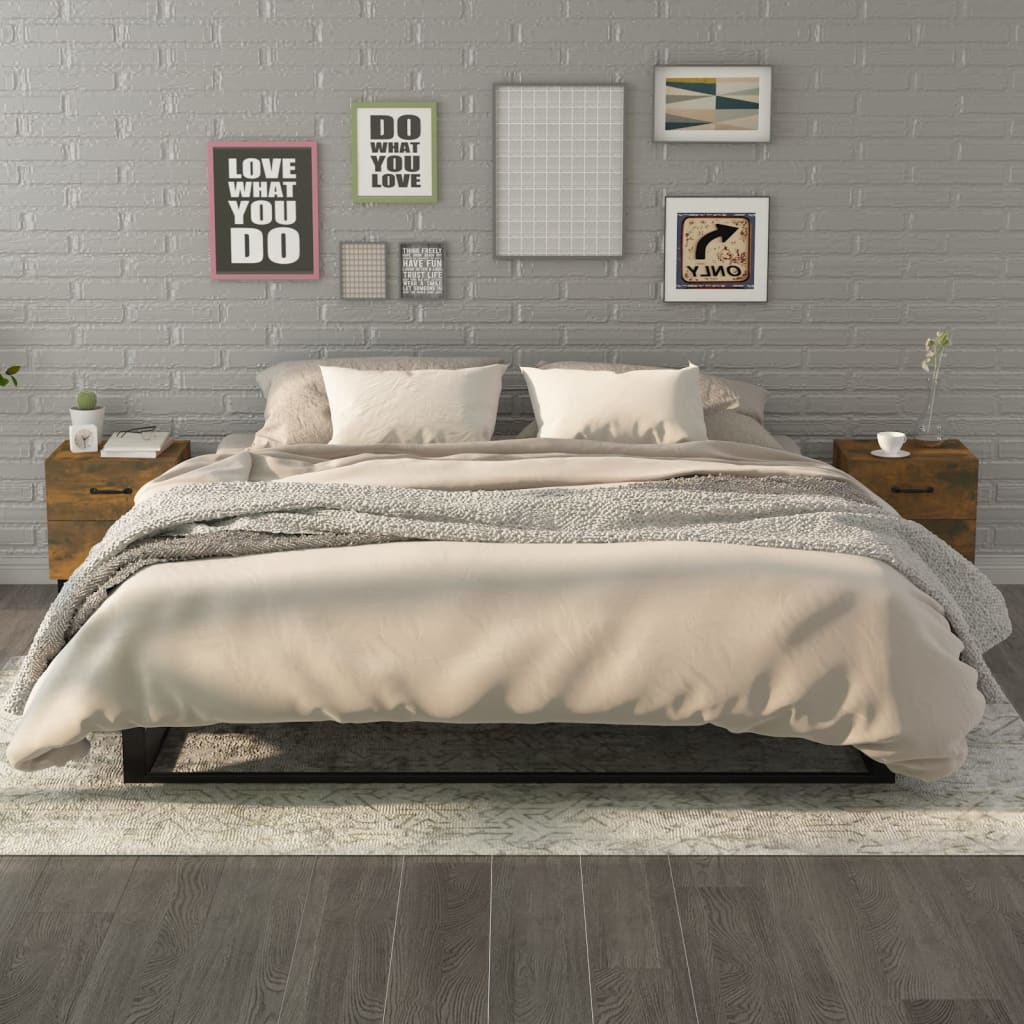 Κομοδίνα 2 τεμ. Καπνιστή Δρυς 40 x 35 x 47,5 εκ. - Pakobazaar