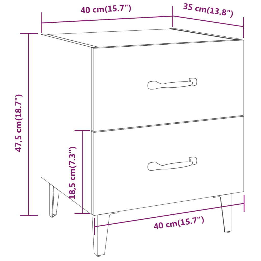 Κομοδίνο Καφέ Δρυς 40 x 35 x 47,5 εκ.