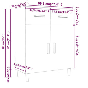Ντουλάπι Γκρι Sonoma 69,5 x 34 x 89 εκ. από Επεξεργασμένο Ξύλο