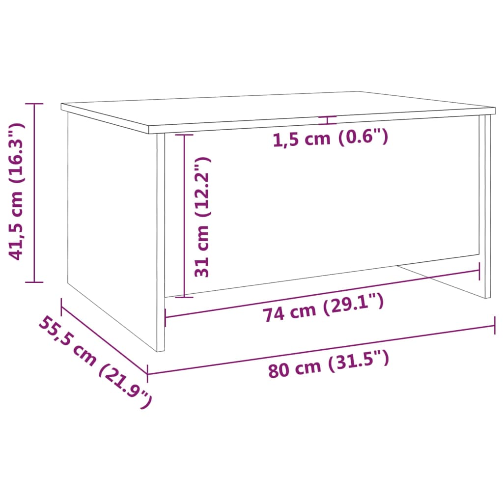 Τραπεζάκι Σαλονιού Καφέ Δρυς 80x55,5x41,5 εκ. από Επεξεργ. Ξύλο - Pakobazaar