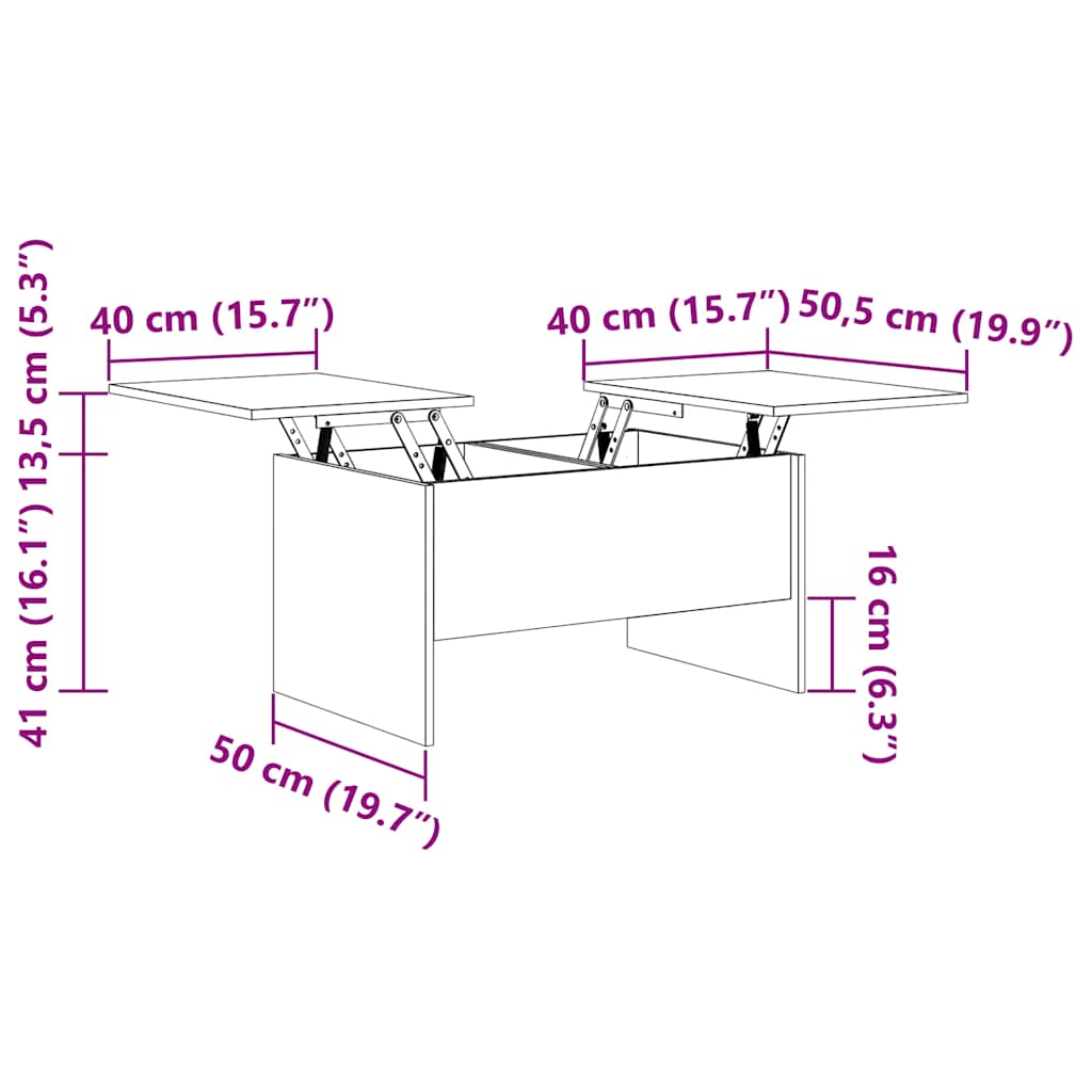 Τραπεζάκι Σαλονιού Καπνιστή Δρυς 80x50x42,5εκ. Επεξεργασμ. Ξύλο