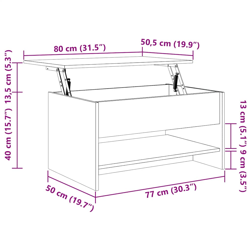 Τραπεζάκι Σαλονιού Καπνιστή Δρυς 80x50x40 εκ. Επεξεργασμ. Ξύλο