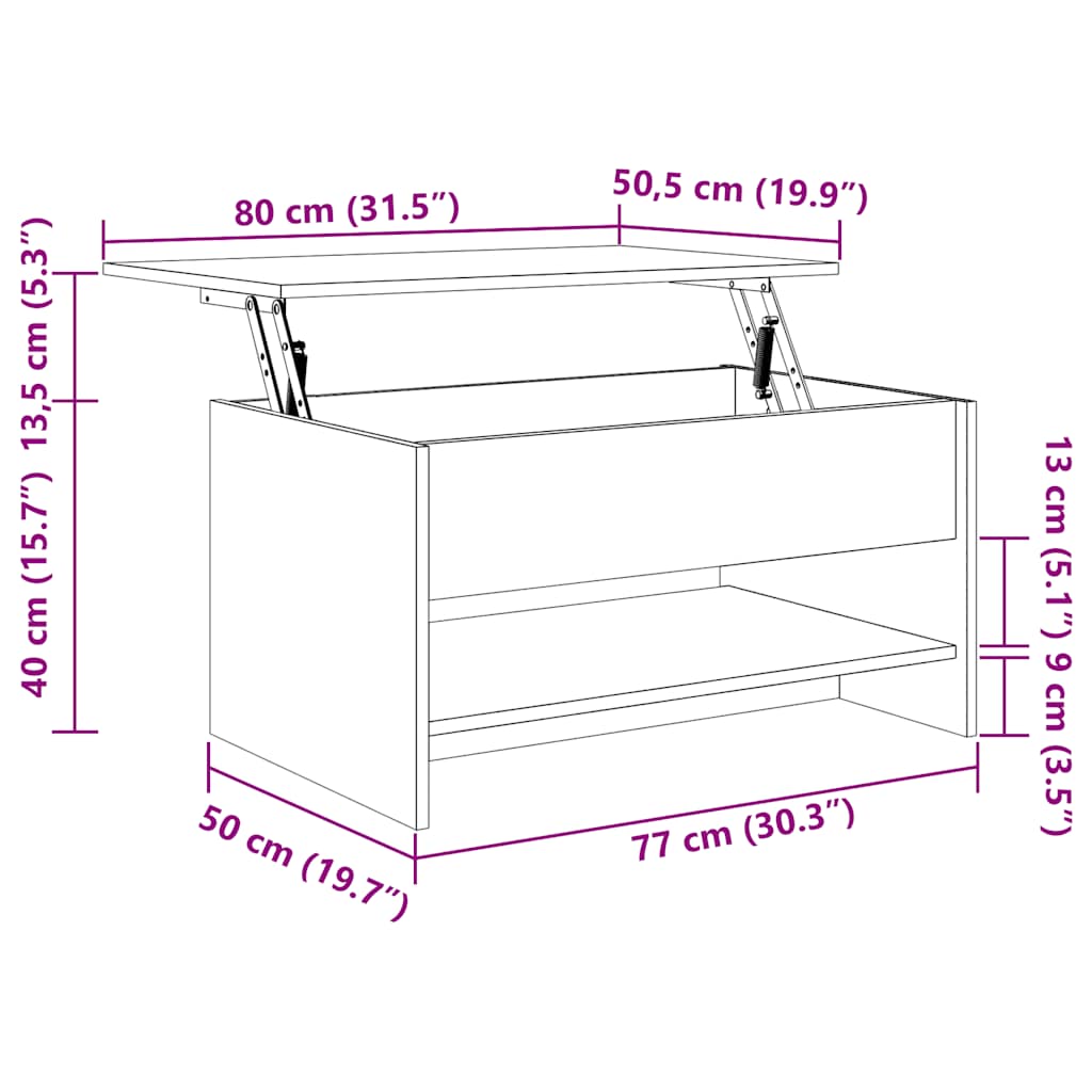 Τραπεζάκι Σαλονιού Καφέ Δρυς 80x50x40 εκ. Επεξεργασμένο Ξύλο
