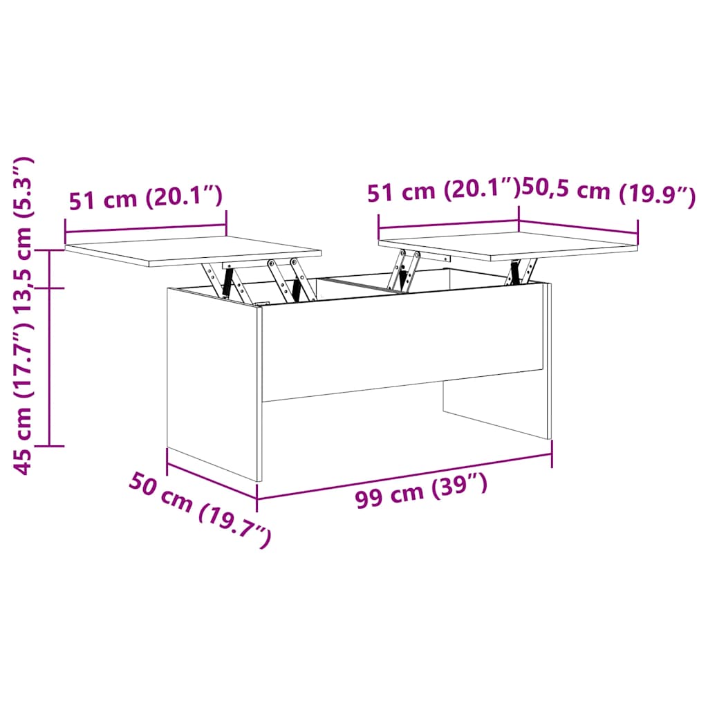 Τραπεζάκι Σαλονιού Καφέ Δρυς102x50,5x46,5εκ. Επεξεργασμένο Ξύλο