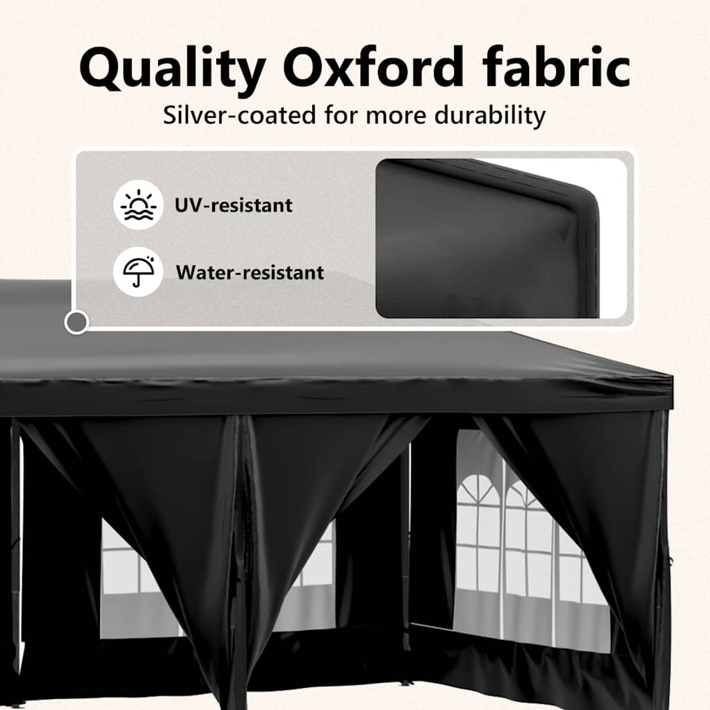 Πτυσσόμενη Τέντα Εκδηλώσεων με Πλαϊνά Τοιχώματα Μαύρο 3x6 μ. - Pakobazaar