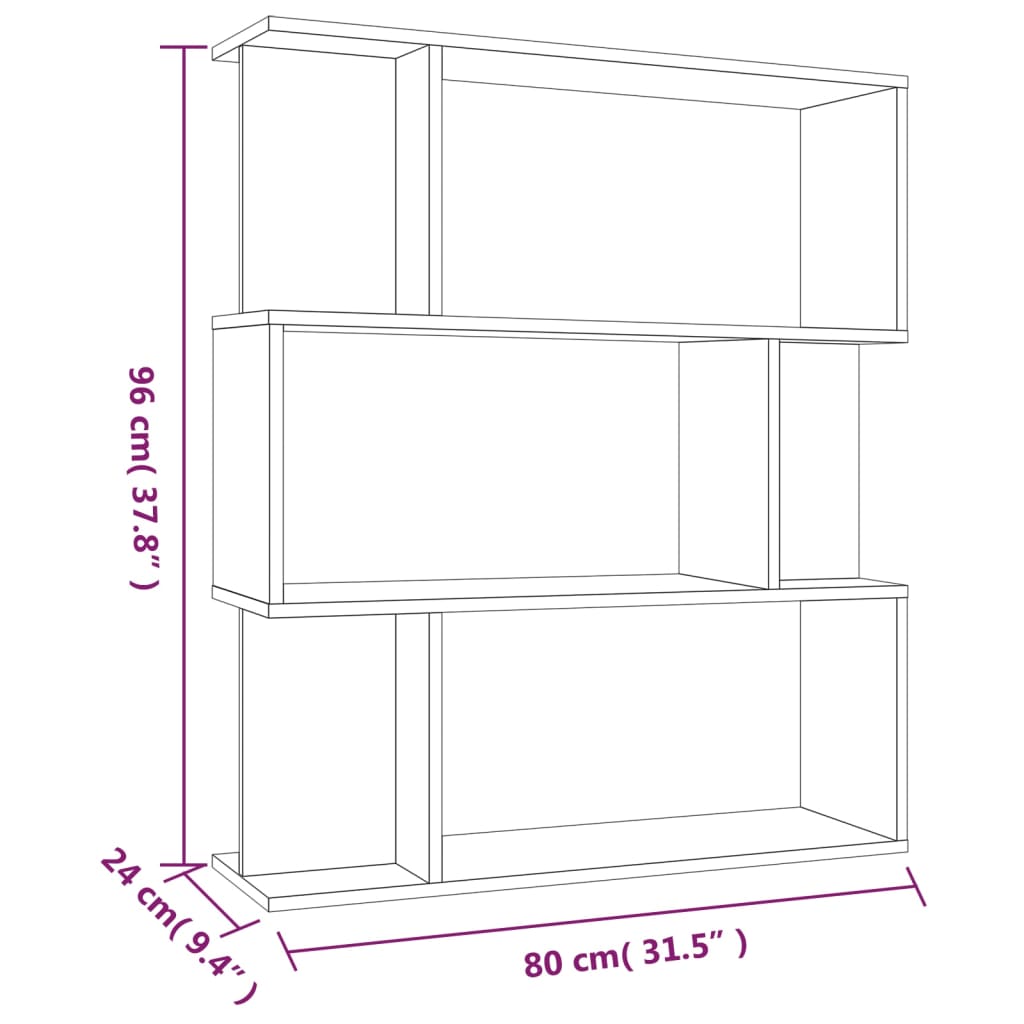 Βιβλιοθήκη/Διαχωρ. Χώρου Γκρι Sonoma 80x24x96 εκ. Επεξεργ. Ξύλο