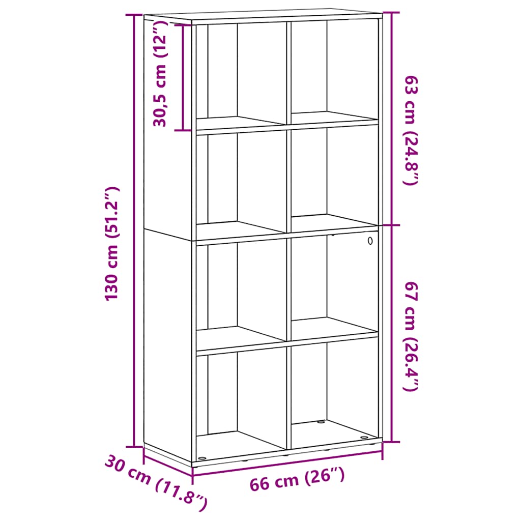 Βιβλιοθήκη/Βοηθητικό Ντουλάπι Καφέ Δρυς 66x30x130εκ Επεξ Ξύλο