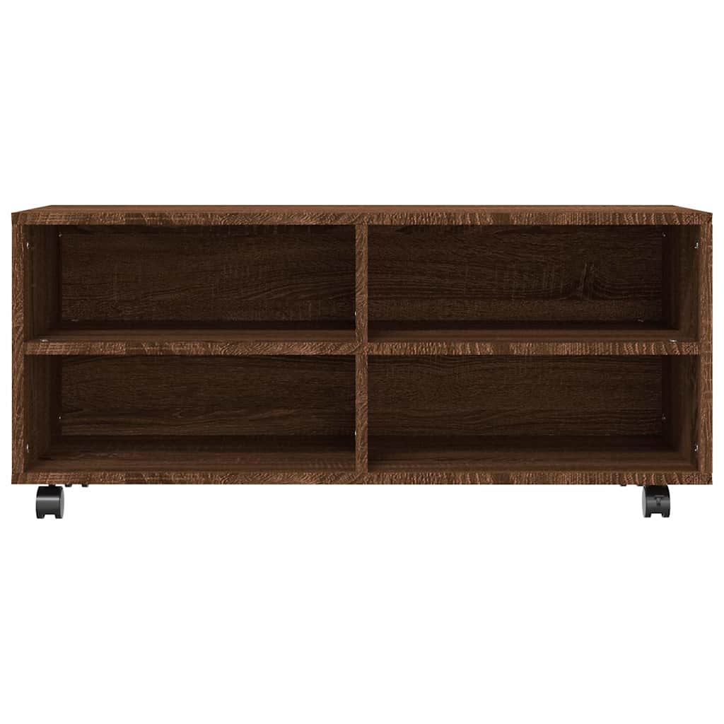 Έπιπλο Τηλεόρασης με Ροδάκια Καφέ Δρυς 90x35x35 εκ. Επεξ. Ξύλο