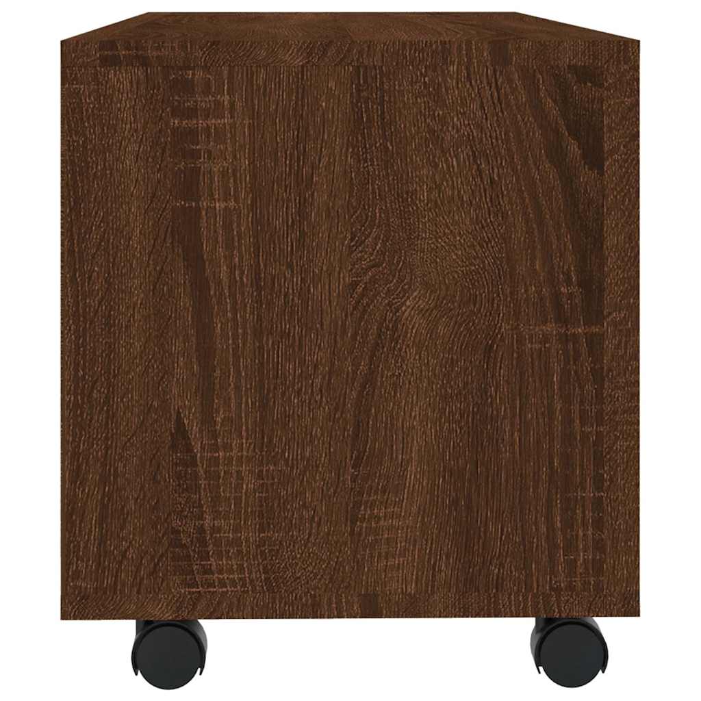Έπιπλο Τηλεόρασης με Ροδάκια Καφέ Δρυς 90x35x35 εκ. Επεξ. Ξύλο