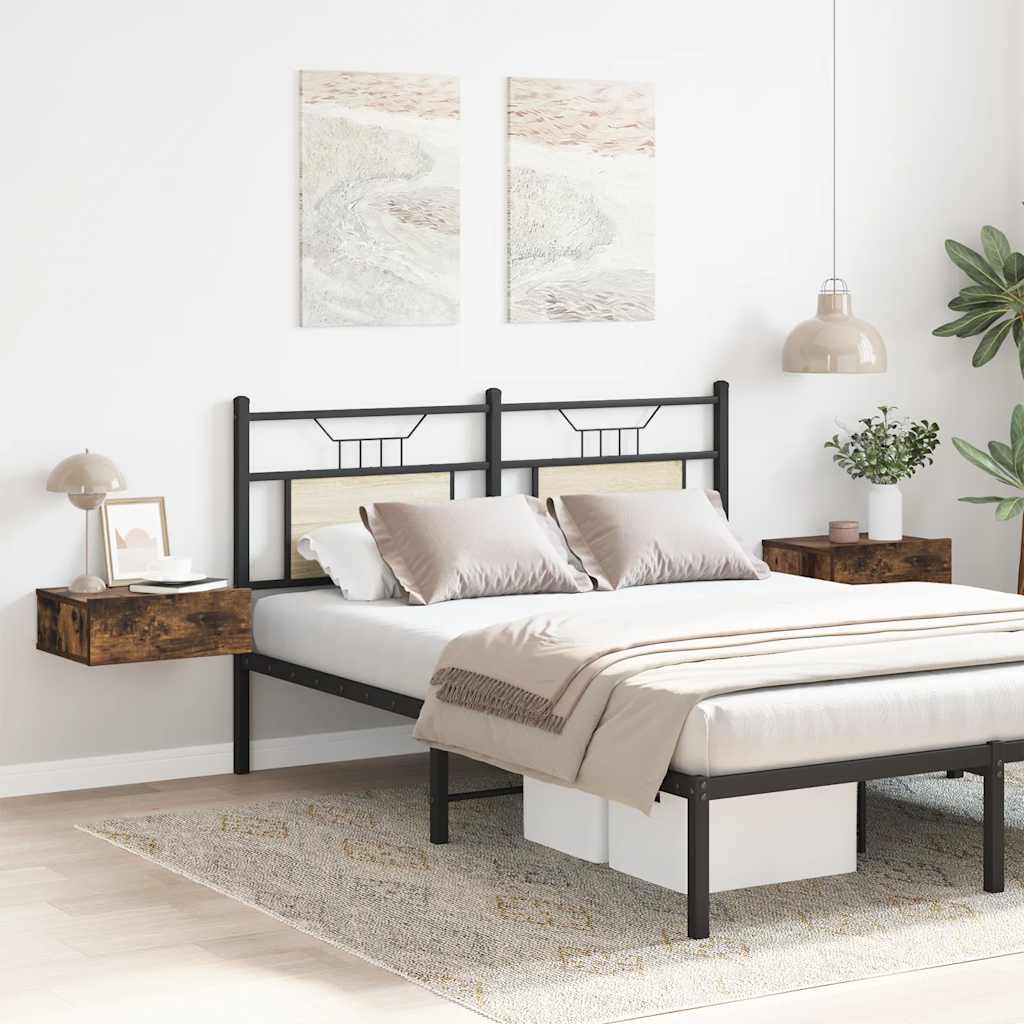 Κομοδίνα Κρεμαστά 2 τεμ. Καπνιστή Δρυς 40x30x15εκ Επεξεργ. Ξύλο