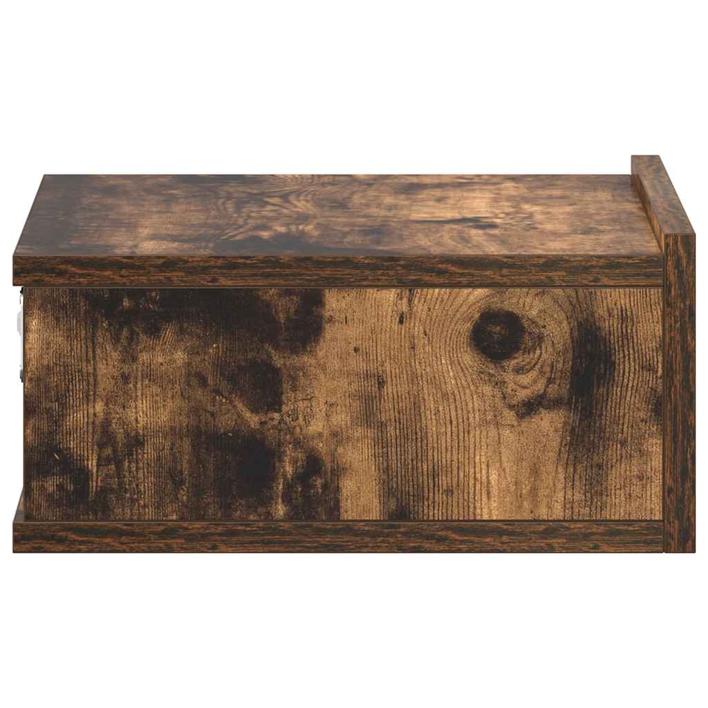 Κομοδίνα Κρεμαστά 2 τεμ. Καπνιστή Δρυς 40x30x15εκ Επεξεργ. Ξύλο