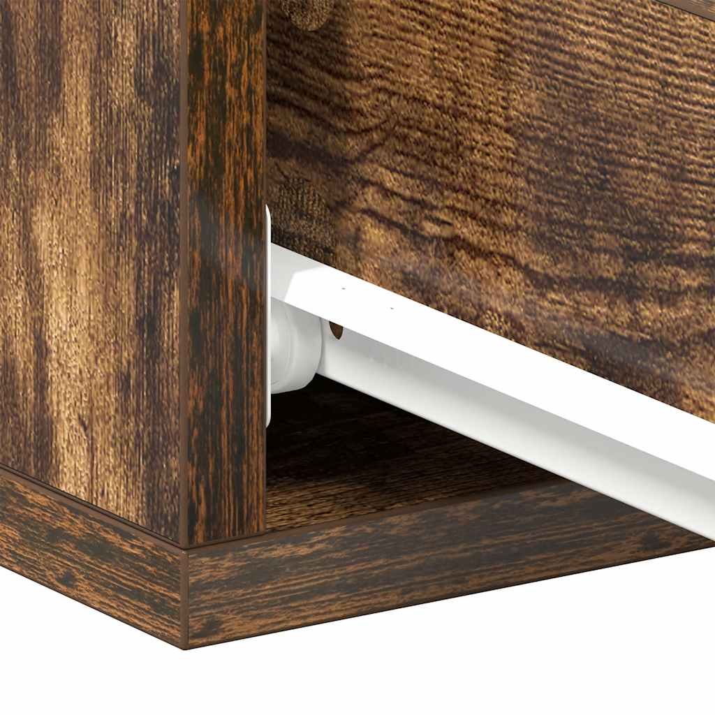 Κομοδίνα Κρεμαστά 2 τεμ. Καπνιστή Δρυς 40x30x15εκ Επεξεργ. Ξύλο