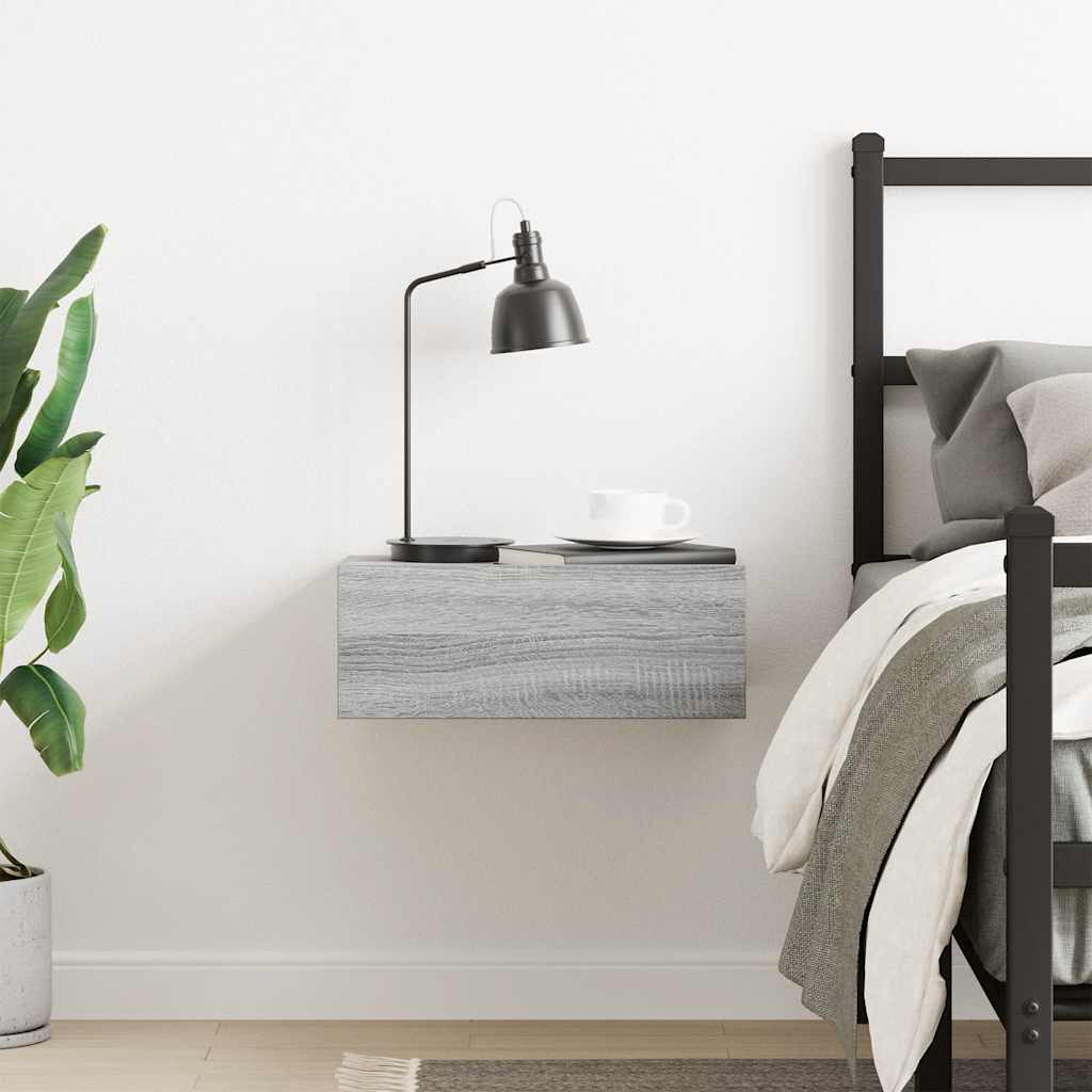 Κομοδίνο Κρεμαστό Γκρι Sonoma 40x30x15 εκ. Επεξεργασμένο Ξύλο