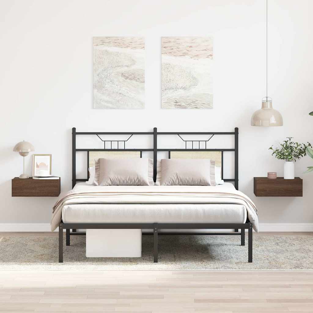 Κομοδίνα Κρεμαστά 2 τεμ. Καφέ Δρυς 40x30x15 εκ. Επεξεργ. Ξύλο - Pakobazaar