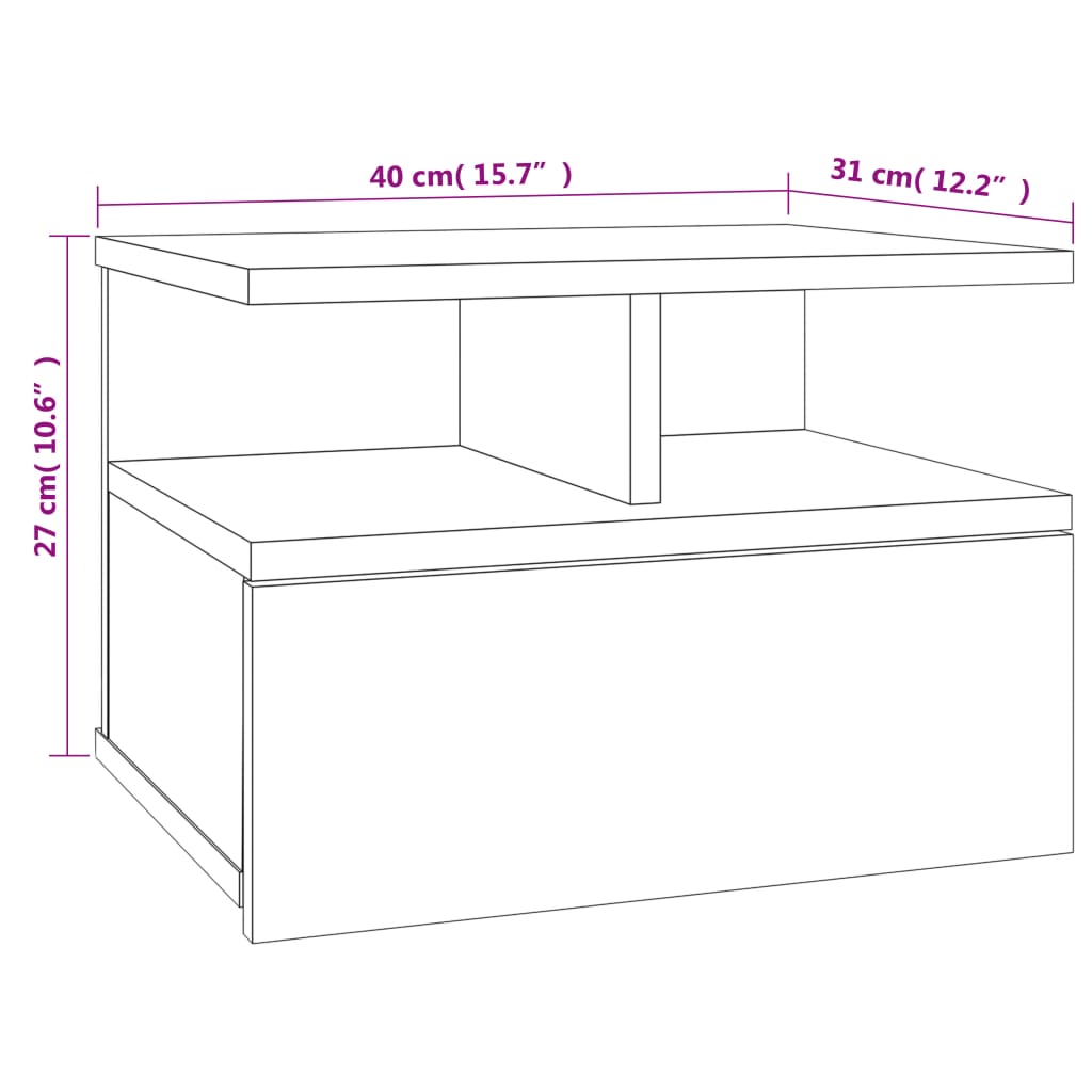 Κομοδίνα Κρεμαστά Καφέ Δρυς 40x31x27 εκ. Επεξεργ. Ξύλο