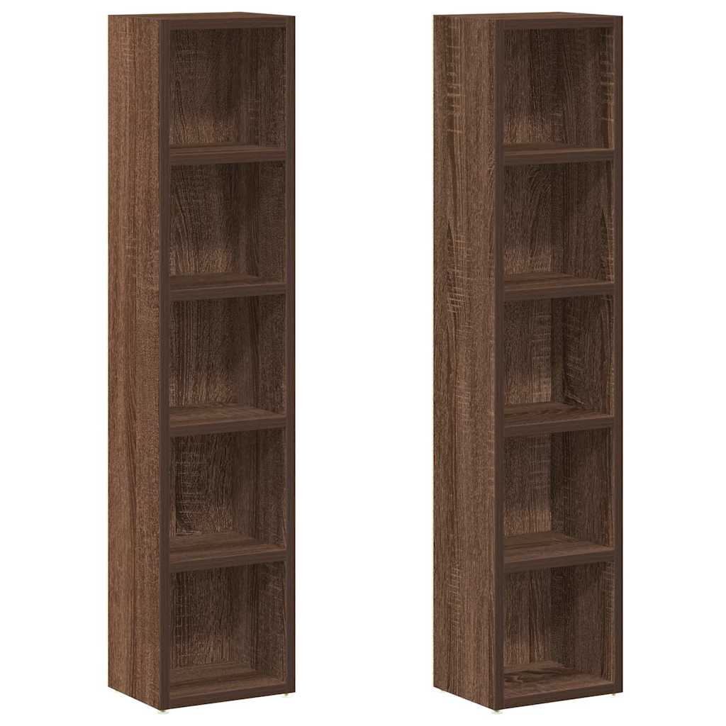 Ντουλάπια CD 2 τεμ. Καφέ δρυς 21x16x93,5 εκ Επεξεργασμένο Ξύλο