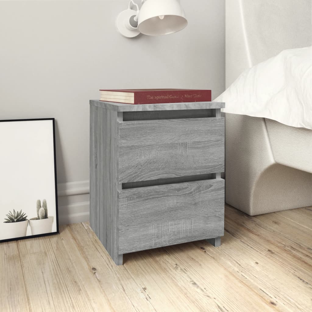 Κομοδίνο Γκρι Sonoma 30 x 30 x 40 εκ. από Επεξεργασμένο Ξύλο - Pakobazaar