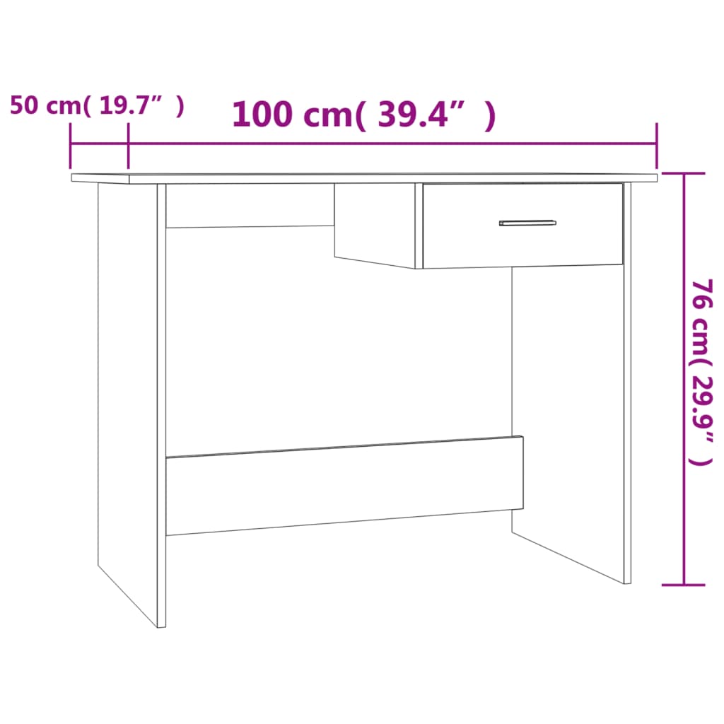 Γραφείο Καφέ Δρυς 100x50x76 εκ. από Επεξεργασμένο Ξύλο