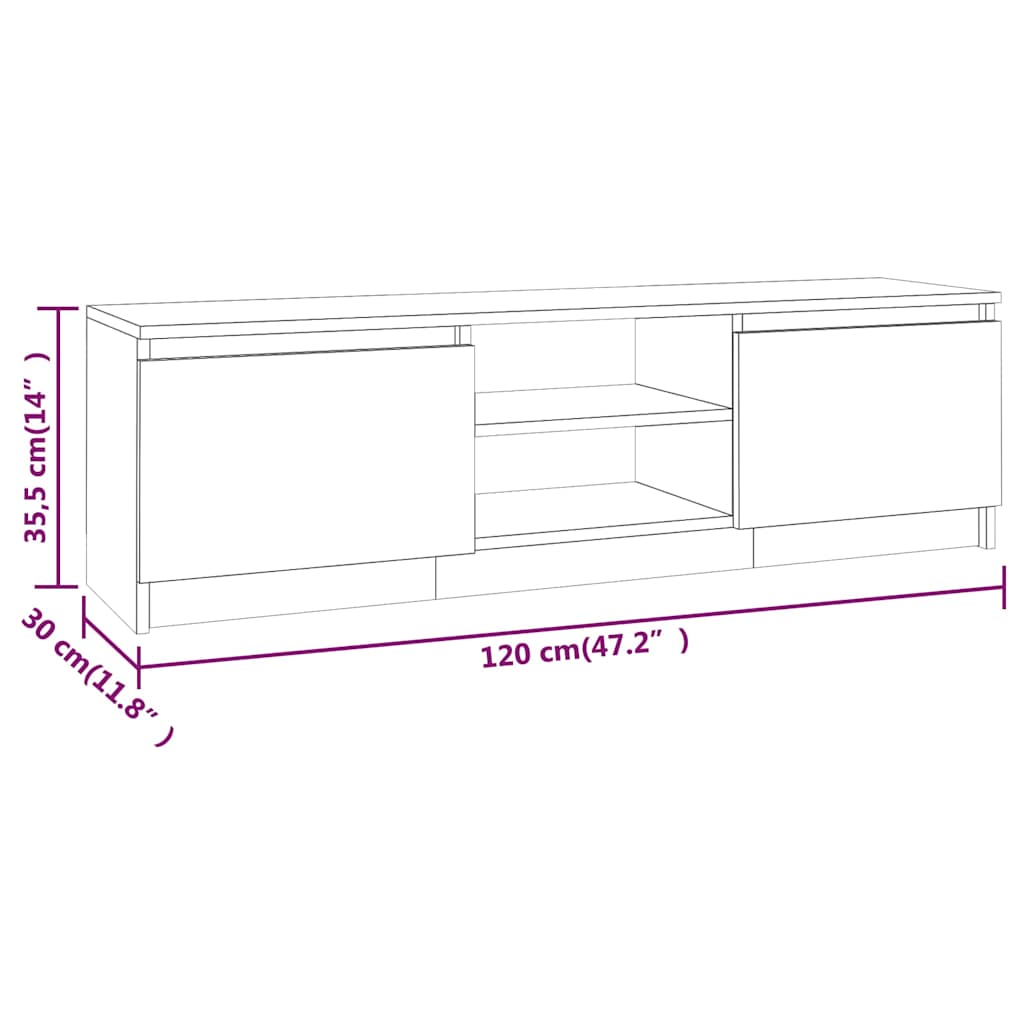 Έπιπλο Τηλεόρασης Γκρι Sonoma 120x30x35,5 εκ. από Επεξεργ. Ξύλο - Pakobazaar