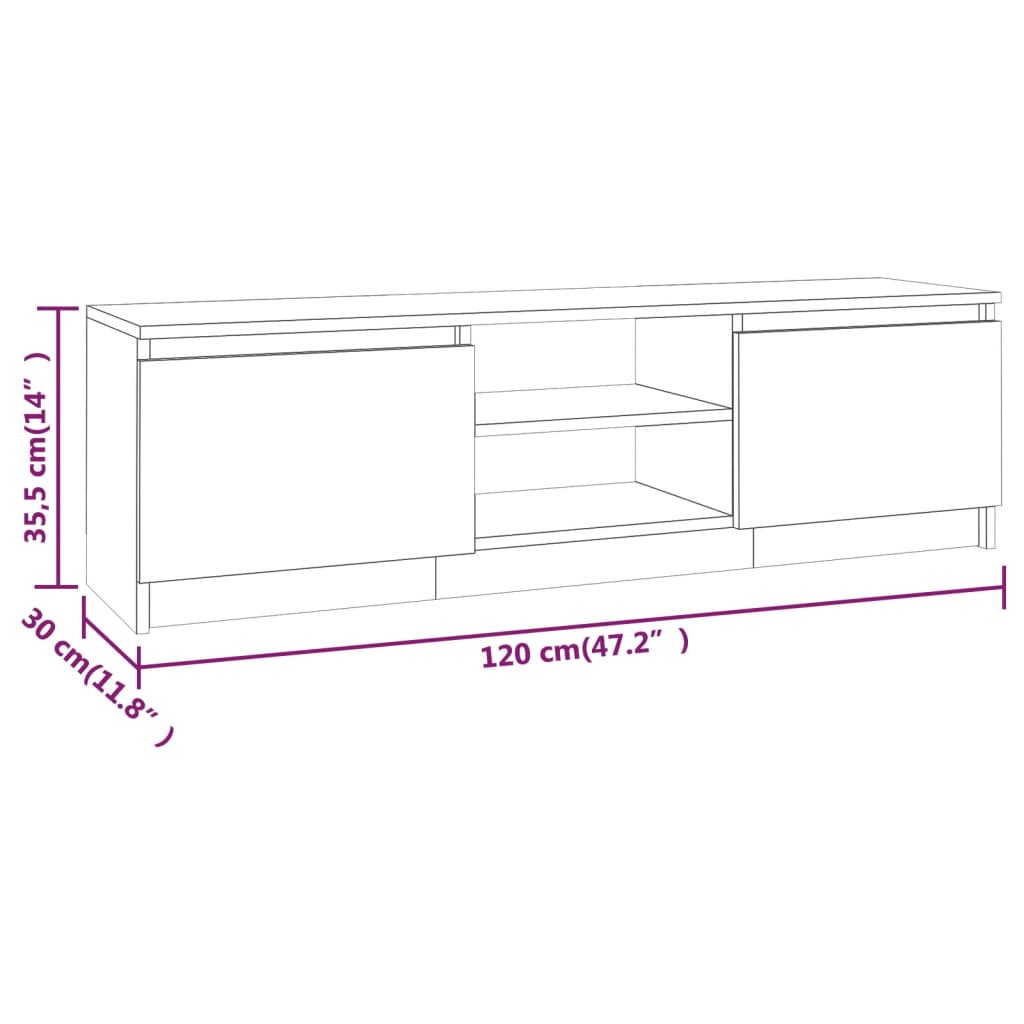 Έπιπλο Τηλεόρασης Καφέ Δρυς 120x30x35,5 εκ. Επεξεργασμένο Ξύλο