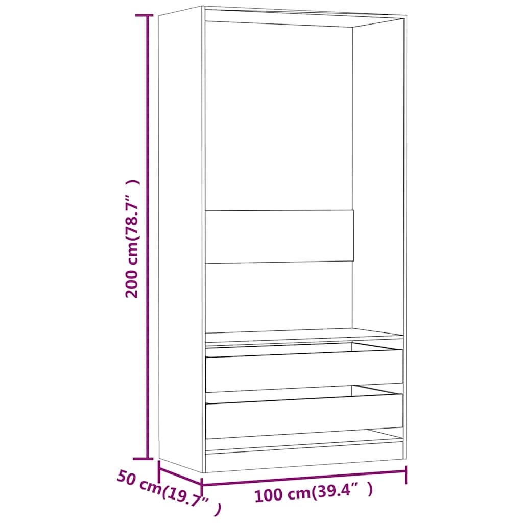 Ντουλάπα Γκρι Sonoma 100x50x200 εκ. από Επεξεργασμένο Ξύλο