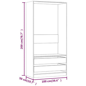 Ντουλάπα Γκρι Sonoma 100x50x200 εκ. από Επεξεργασμένο Ξύλο