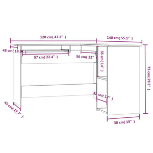 Γραφείο Γωνιακό Γκρι Sonoma 120x140x75 εκ. Επεξεργασμένο Ξύλο