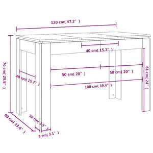 Τραπέζι Τραπεζαρίας Καπνιστή Δρυς 120x60x76 εκ. Επεξ. Ξύλο