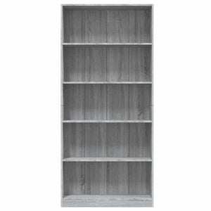 Βιβλιοθήκη με 5 Ράφια Γκρι Sonoma 80x24x175 εκ. Επεξεργ. Ξύλο - Pakobazaar