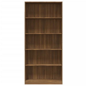 Βιβλιοθήκη με 5 Ράφια Καφέ Δρυς 80x24x175 εκ. Επεξεργ. Ξύλο
