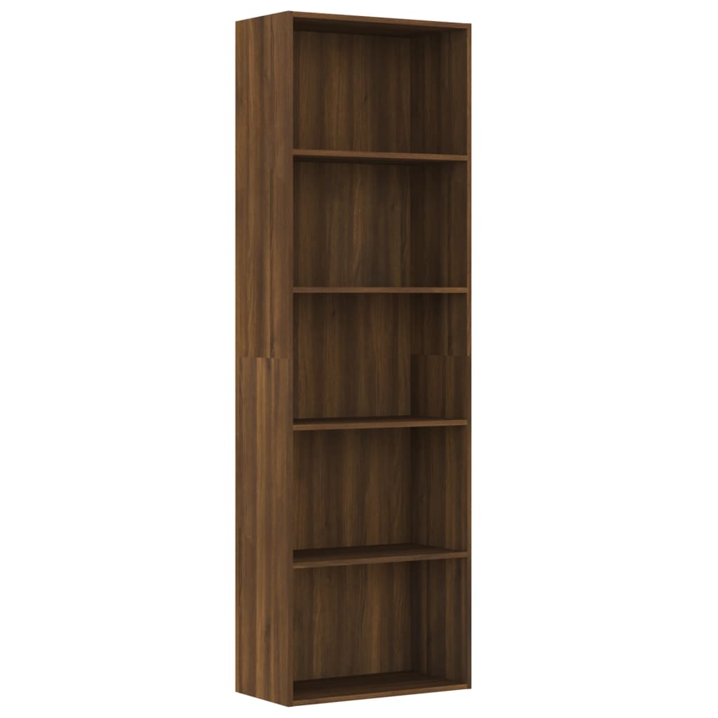 Βιβλιοθήκη με 5 Ράφια Καφέ Δρυς 60x30x189 εκ. Επεξεργ. Ξύλο