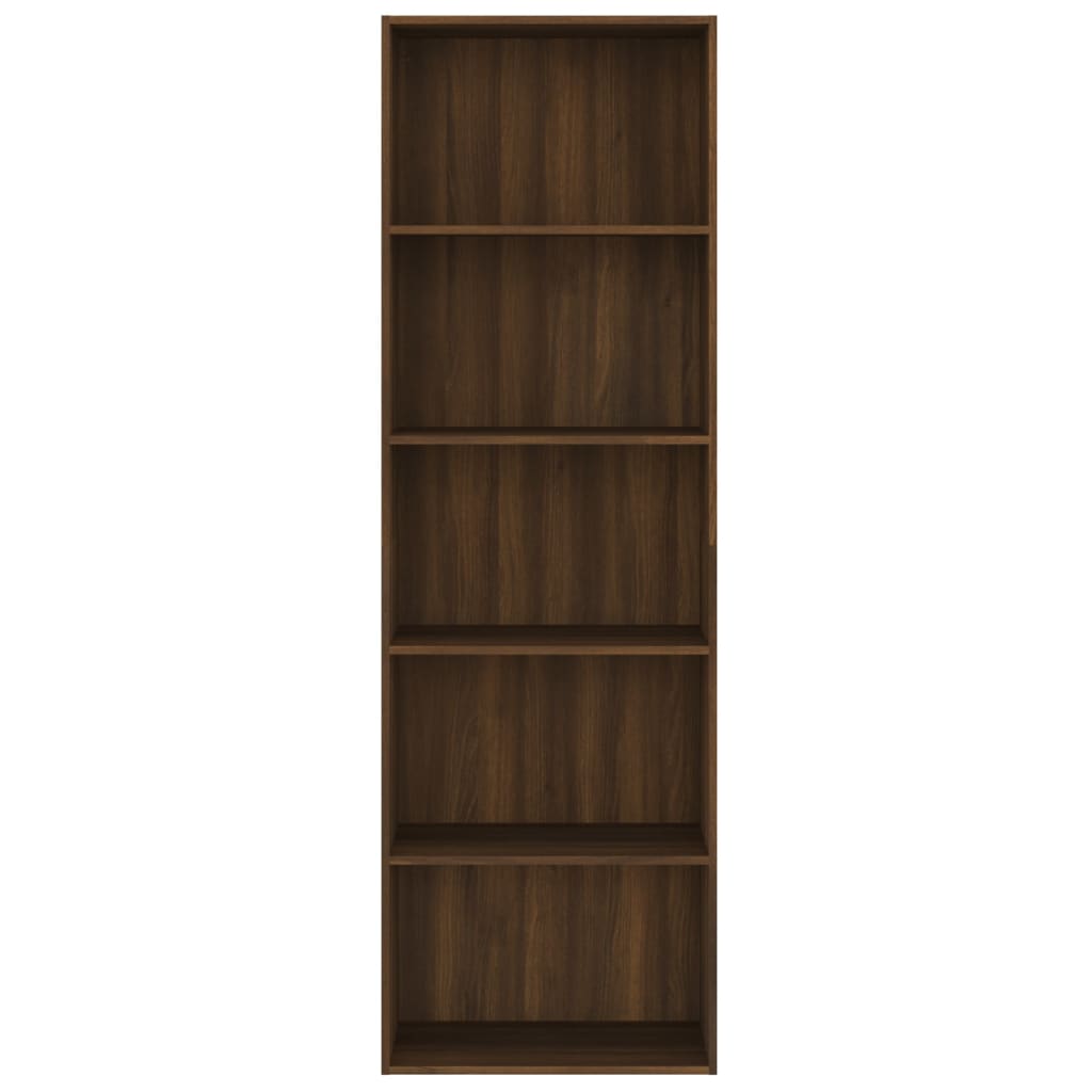 Βιβλιοθήκη με 5 Ράφια Καφέ Δρυς 60x30x189 εκ. Επεξεργ. Ξύλο