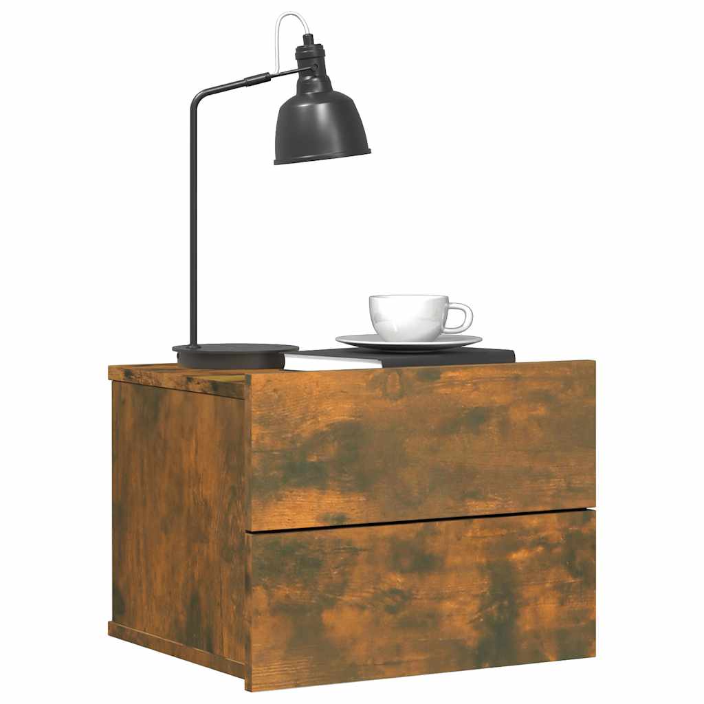 Κομοδίνα 2 Τεμ. Καπνιστή Δρυς 40x30x30 εκ. από Επεξεργ. Ξύλο