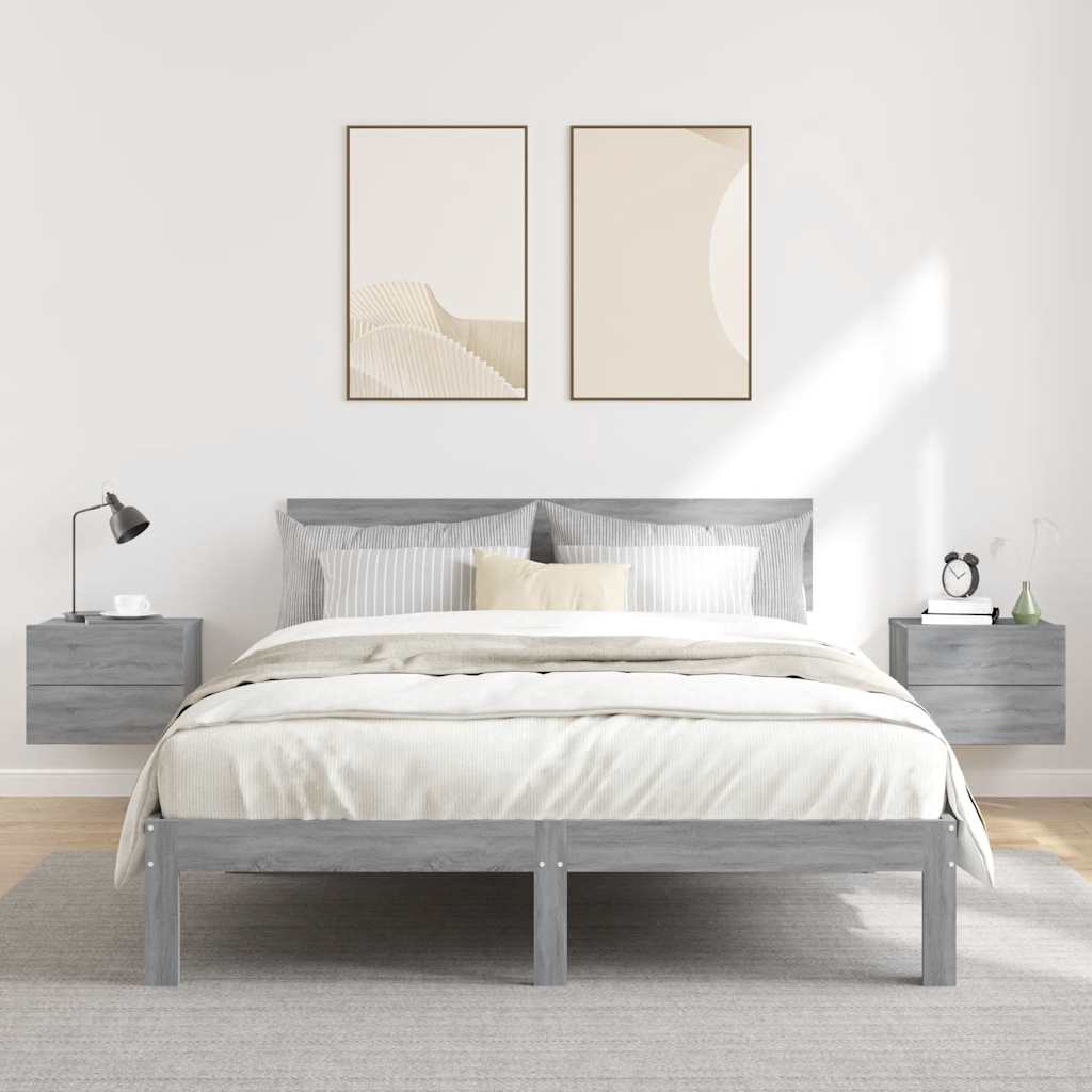 Κομοδίνα 2 Τεμ. Γκρι Sonoma 40x30x30 εκ. από Επεξεργασμένο Ξύλο - Pakobazaar