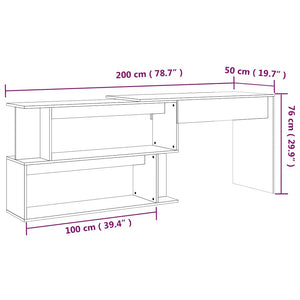 Γραφείο Γωνιακό Καπνιστή Δρυς 200x50x76 εκ. Επεξεργασμένο Ξύλο