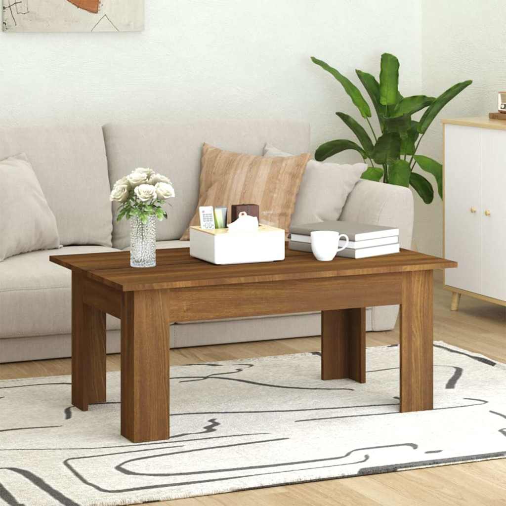 Τραπεζάκι Σαλονιού Καφέ Δρυς 100x60x42 εκ. Επεξεργασμένο Ξύλο