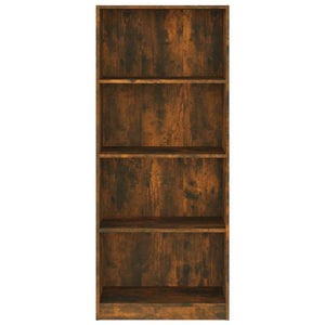 Βιβλιοθήκη με 4 Ράφια Καπνιστή Δρυς 60x24x142 εκ. Επεξεργ. Ξύλο